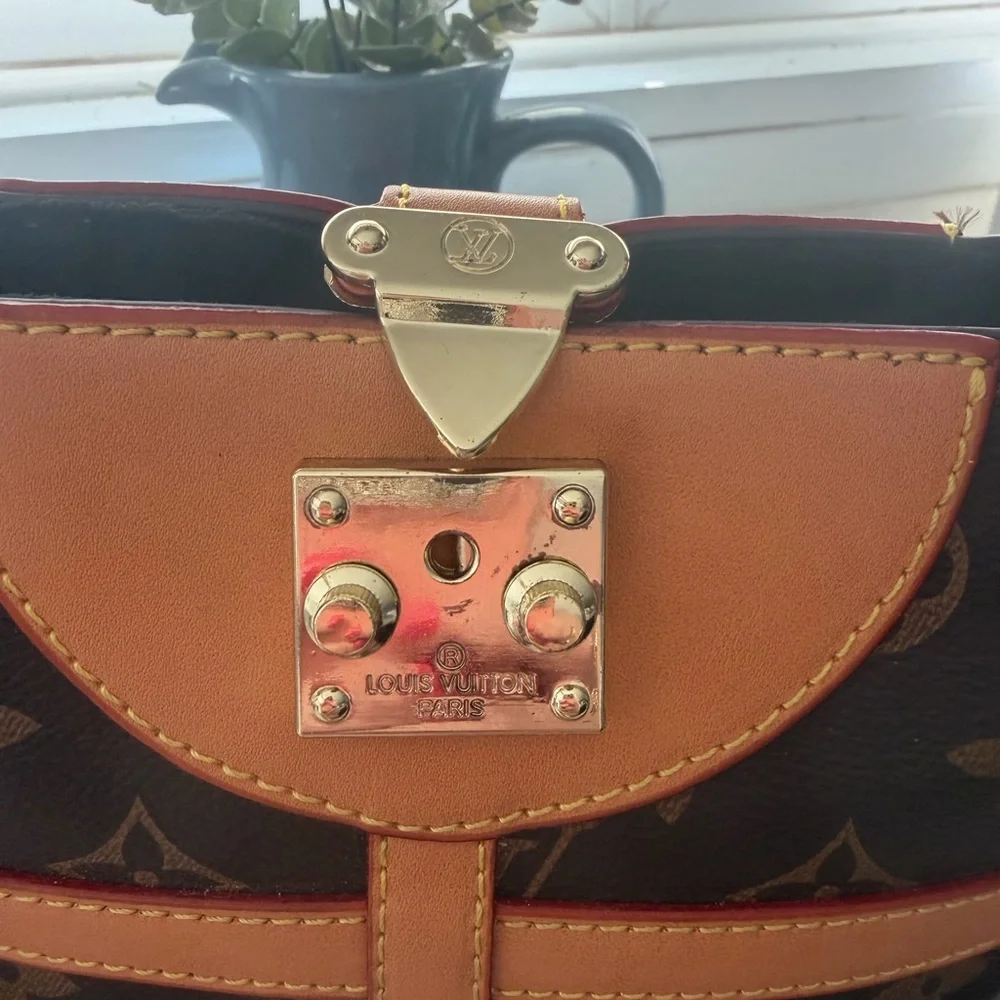Monogram Bucket Crossbody with Tan Trim - Picture 2 of 7